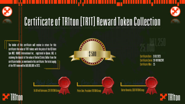 500 Dollar TR1T Certifcate 17 of 25