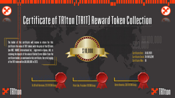 10000 Dollar TR1T Certifcate 1 of 10