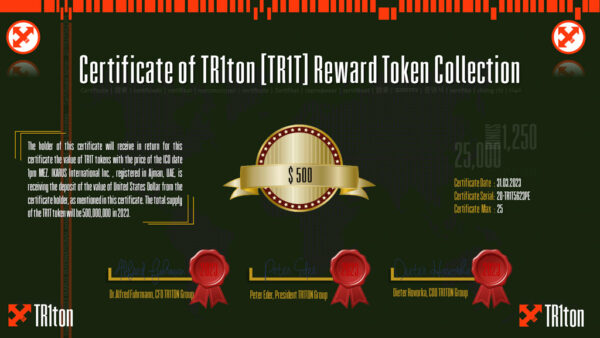 500 Dollar TR1T Certifcate 7 of 25
