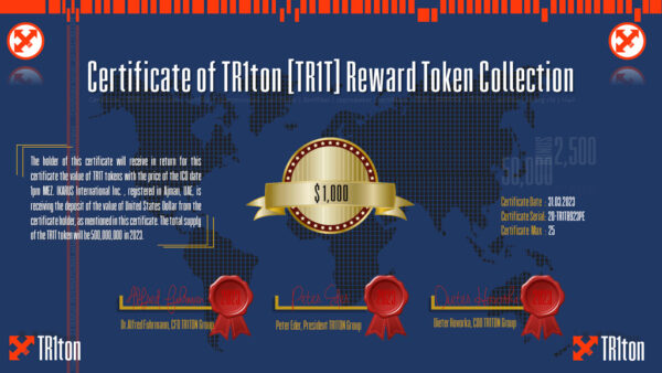 1000 Dollar TR1T Certifcate 11 of 25