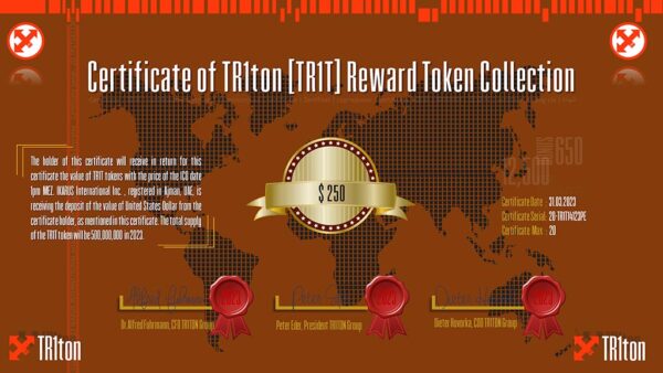 250 Dollar  TR1T Certifcate 9 of 20