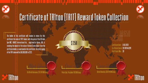 250 Dollar  TR1T Certifcate 12 of 20
